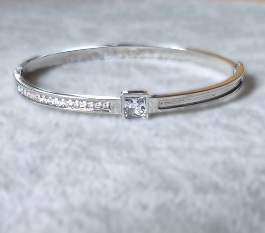Zircon Quarter Fill Stainless Steel Bangle