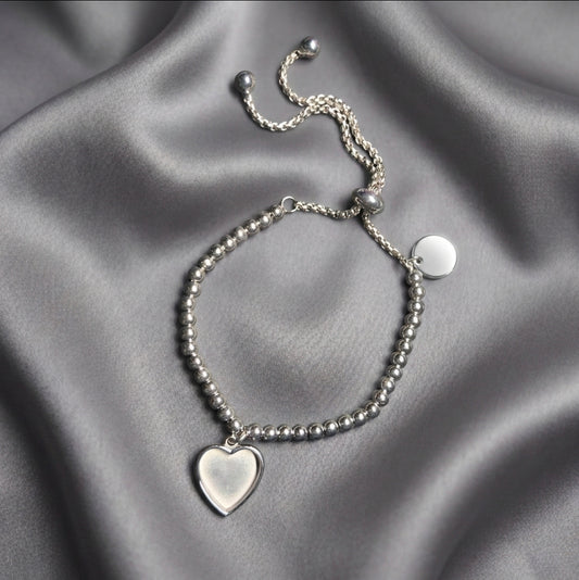 Beaded Heart Adjustable Bracelet