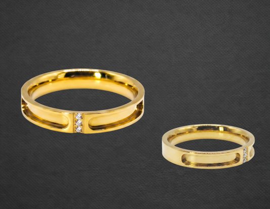 Zircon Part Channel PVD 18ct Gold Stainless Steel Ring