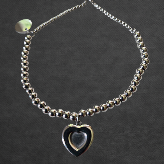 Beaded Heart Adjustable Bracelet