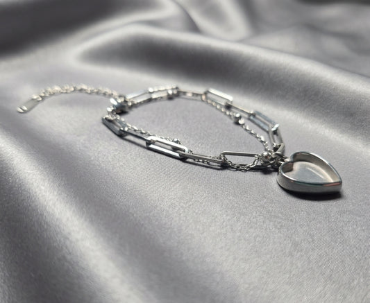 Double Chain Heart Paperclip Bracelet