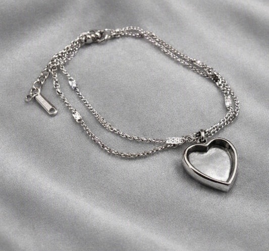 Double Chain Heart Bracelet